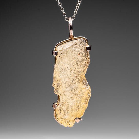 Genuine Libyan Desert Glass Pendant grams) with 18