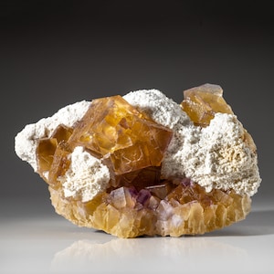 Yellow Fluorite with Barite from Elmwood Mine, Carthage, Smith County, Tennessee