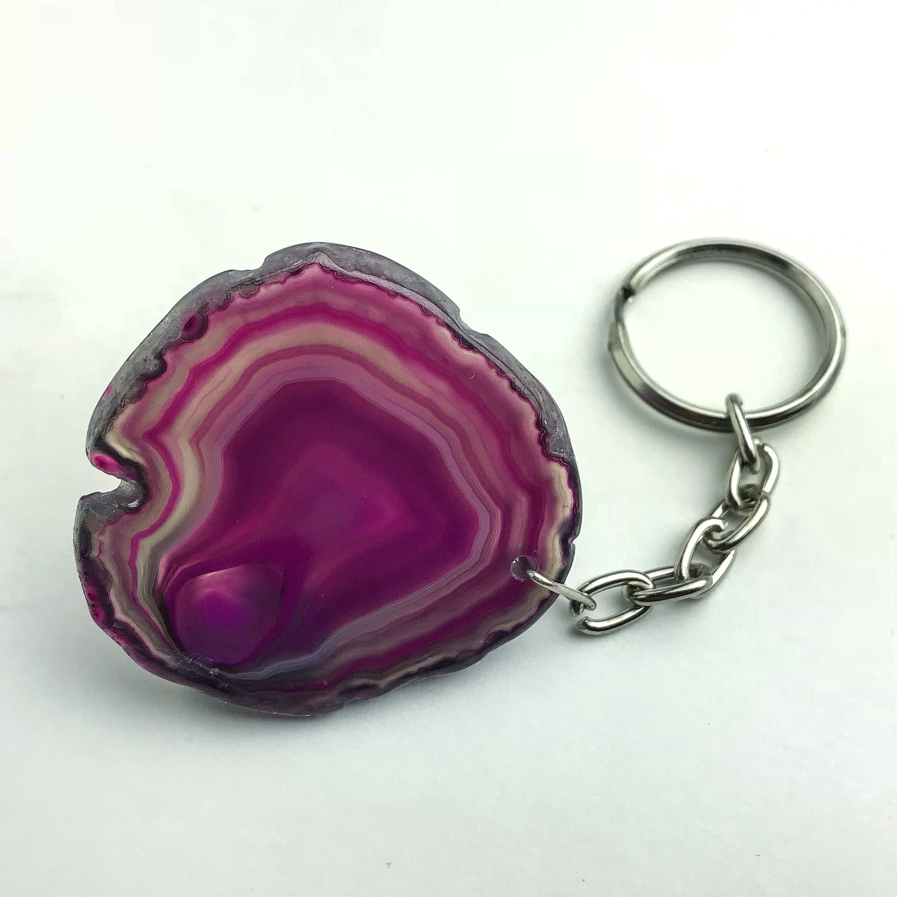 Mystical! New Pink Agate Slice Key Chain Mystical! New Pink Agate Slice Key Chain