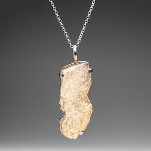 Genuine Libyan Desert Glass Pendant (10.4 grams) with 18&quot; Sterling Silver Chain