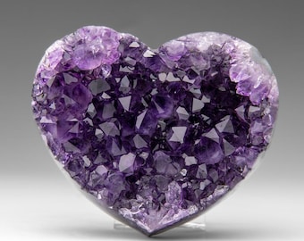 Genuine Amethyst Crystal Cluster Heart from Uruguay (424.9 grams)