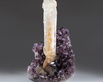 Natural Calcite on Amethyst cluster (15 lbs)