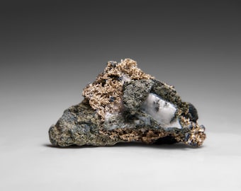 Natives Silber auf Calcit Kristall Matrix aus der Bouismas Mine, Zagora, Marokko