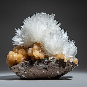 Scolecite on Stilbite From Nasik District, Maharashtra, India