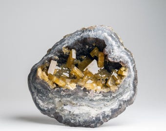 Golden Barite with Fluorite from Lushi, Henan Province, China (4.25 lbs)