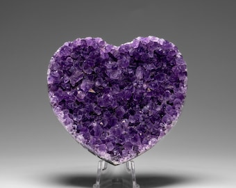 Genuine Amethyst Crystal Cluster Heart from Uruguay (184.1 grams)