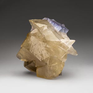 Golden Calcite with Fluorite from Xianghualing-Xianghuapu Mines, Hunan, China