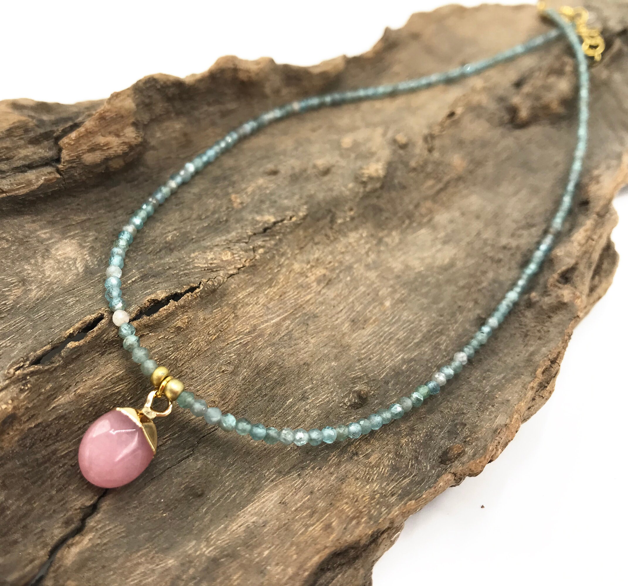 Apatite Bead Necklace Natural Stone 
