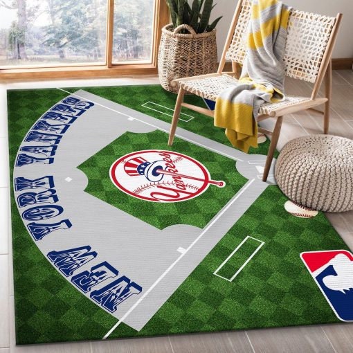 New York Yankees Baseball Field Area Rug MLB Yankees Rug Etsy