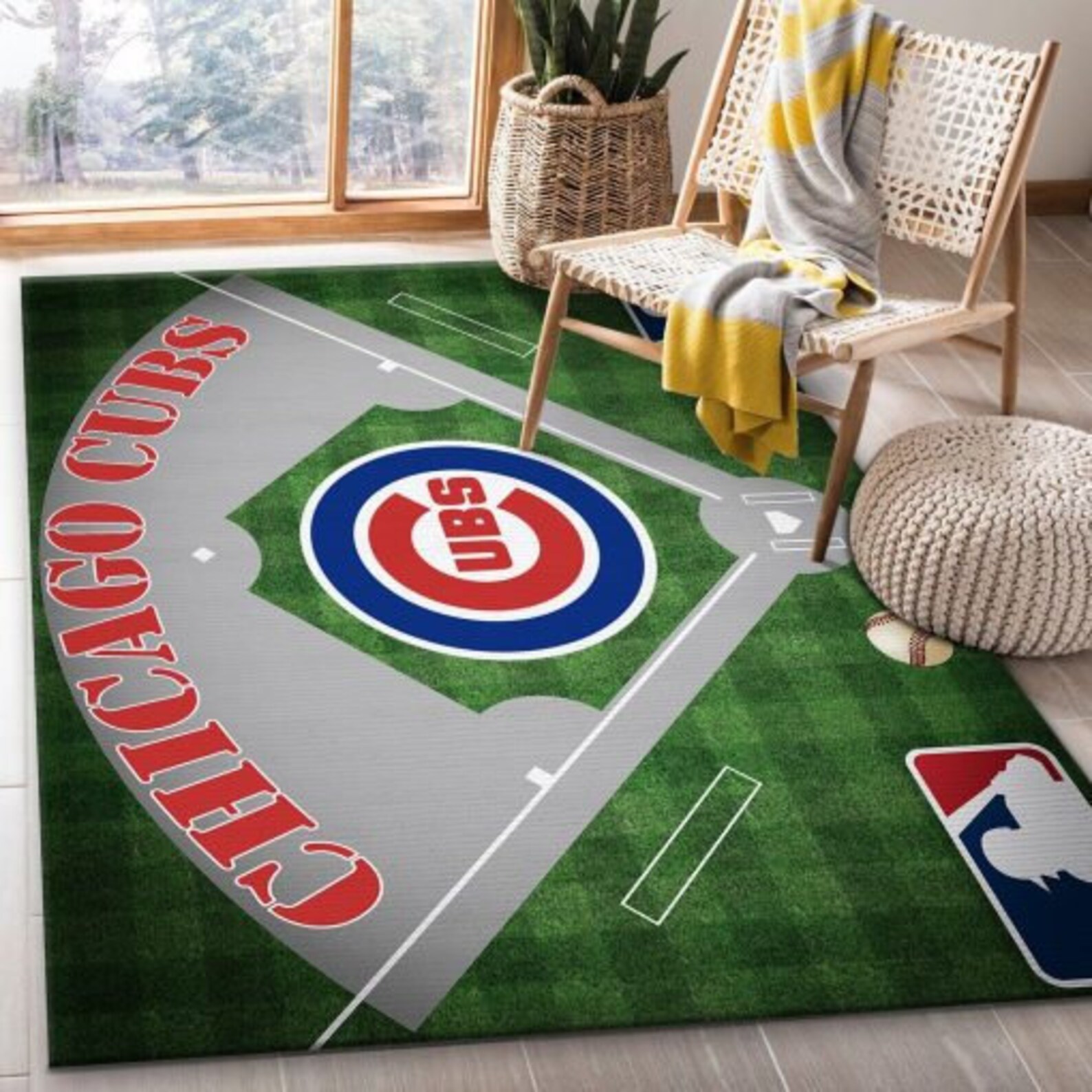 Chicago Cubs Baseball Field Area Rug MLB Chicago Cubs Rug Etsy