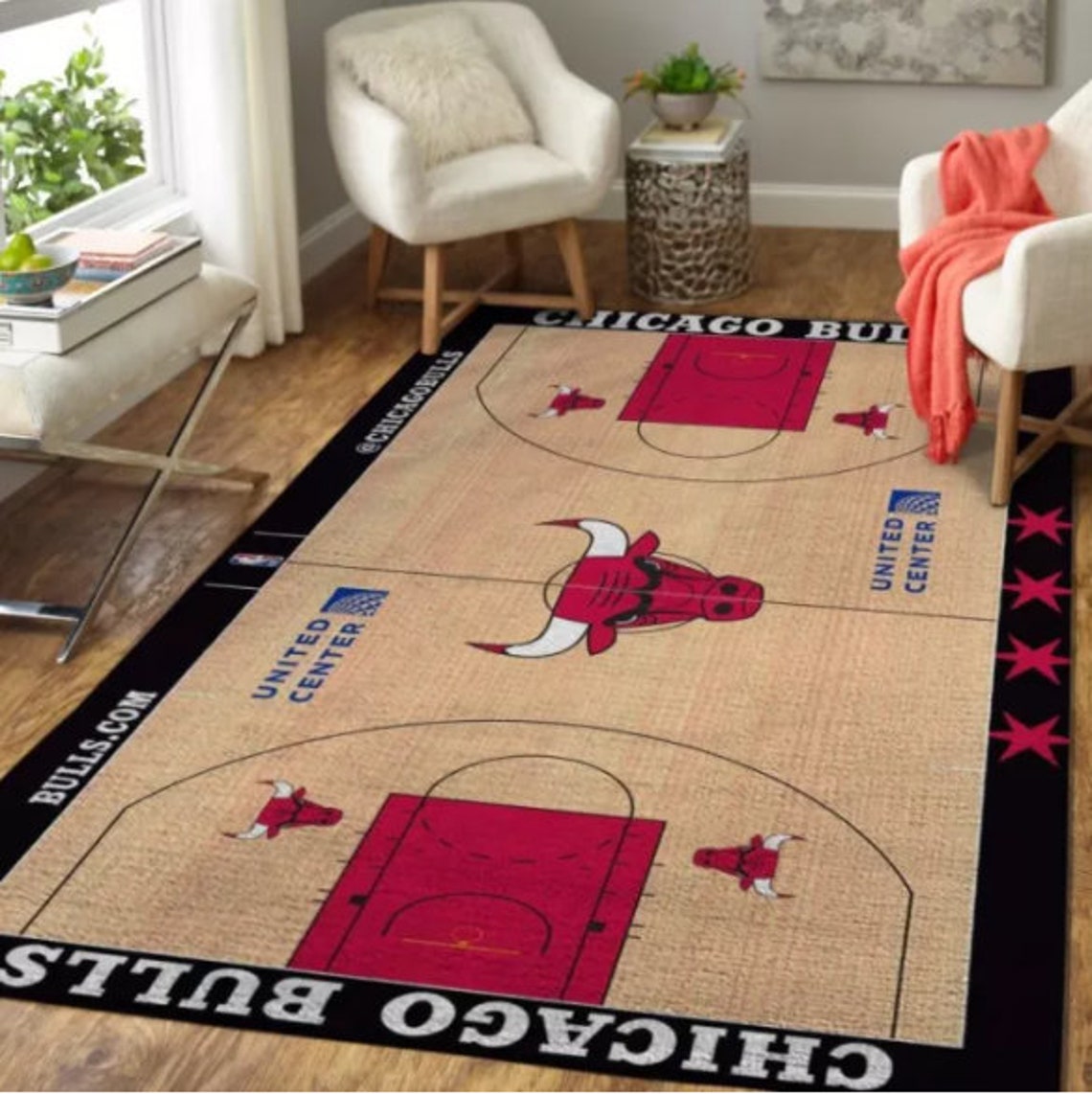 Chicago Bulls Basketball Court Area Rug NBA Chicago Bulls Etsy