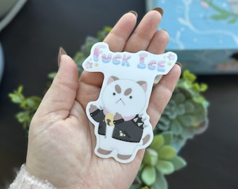 Puppy Cat Ice Sticker - 3"x4" - Semi-Gloss Vinyl Weatherproof Dishwasher Safe