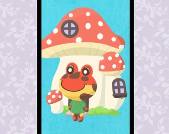 Froggy with Mushroom House Wallpaper