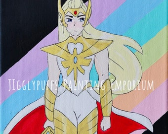 She Ra with Rainbow and Failsafe (The Princesses of Power) - Acrylic Painting Print 8x10"