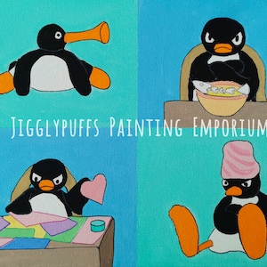 Pingu - Acrylic Painting Print - 8x10