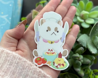 Puppy Cat Chef - 3.5" - Matte Vinyl Sticker Weatherproof Dishwasher Safe