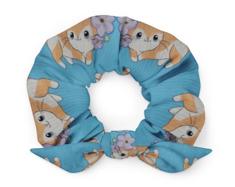 White & Orange Cat Scrunchie/Hair Tie/Hair Elastic (Acrylic Painting Print)