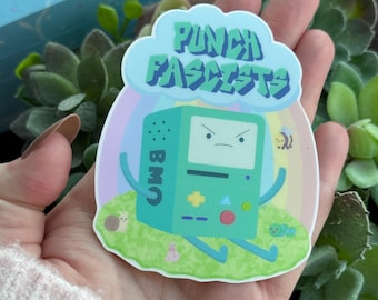 BMO Anti-Fascist Sticker - 3.5"x2.75" - Matte Vinyl Sticker Weatherproof Dishwasher Safe