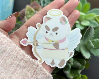 Puppy Cat Cupid - 3.5" - Matte Vinyl Sticker Weatherproof Dishwasher Safe