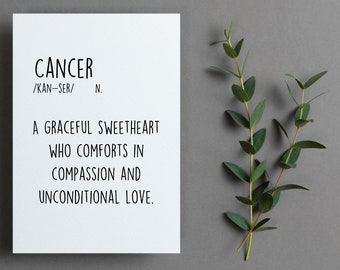 Cancer Zodiac Definition Card, Cancer Zodiac Card, Cancer Definition Card, Funny Cancer Zodiac Gifts, June Birthday Card, July Birthday Card