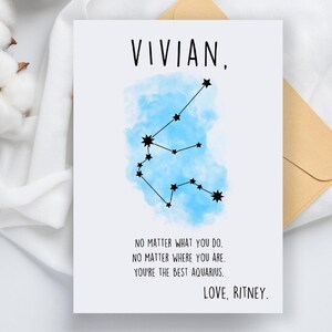 Carte du zodiaque Verseau, carte d'anniversaire Verseau, carte de Noël Verseau, appréciation Verseau, vous êtes la meilleure carte du zodiaque Verseau