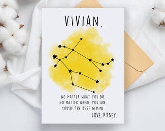 Gemini Zodiac Card, Gemini Birthday Card, Gemini Christmas Card, Gemini Appreciation, You're The Best Gemini Zodiac Gift, new Gemini Zodiac