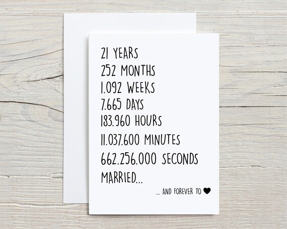21st Anniversary Card for Husband, 21 Years Anniversary Card for
