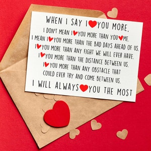 Quando dico ti amo di più, biglietti di San Valentino, biglietti di San Valentino per marito/moglie/fidanzato/fidanzata, ti amerò sempre di più