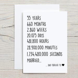 Cartão de 55º aniversário para marido, cartão de aniversário de 55 anos para ele, cartão de 55 anos de casados, cartão de 55 anos juntos, cartão engraçado de casados
