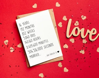 16th Anniversary Card For Husband, 16 years Anniversary Card For Him, 16 years Married Card, 16 years Together Card, Funny Married Card