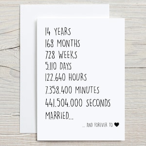 14th Anniversary Card For Husband, 14 years Anniversary Card For Him, 14 years Married Card, 14 years Together Card, Funny Married Card