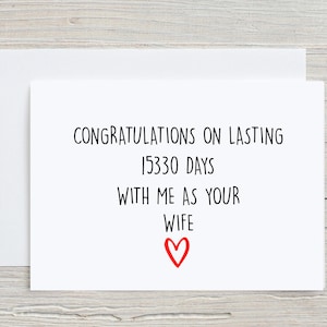 42nd Anniversary Card For Husband, 42 years Anniversary Card For Him, 42 years Married Card, 42 years Together Card, Funny Married Card