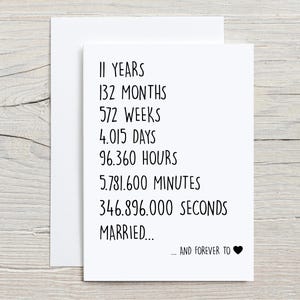 11th Anniversary Card For Husband, 11 years Anniversary Card For Him, 11 years Married Card, 11 years Together Card, Funny Married Card