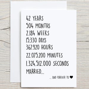 42nd Anniversary Card For Husband, 42 years Anniversary Card For Him, 42 years Married Card, 42 years Together Card, Funny Married Card