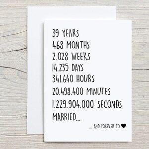 39th Anniversary Card For Husband, 39 years Anniversary Card For Him, 39 years Married Card, 39 years Together Card, Funny Married Card
