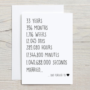 Cartão de 33º aniversário para marido, cartão de 33 anos de aniversário para ele, cartão de 33 anos de casados, cartão de 33 anos juntos, cartão engraçado de casados