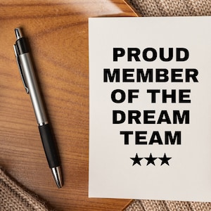 Orgulloso de ser miembro del Dream Team, tarjeta de agradecimiento para el líder del equipo, tarjeta de Navidad para el jefe, regalo de agradecimiento para los empleados, idea de regalo para colegas y compañeros de trabajo