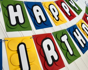 Building Block Birthday Banner | Building Block Party Decor | Birthday Banner | Birthday Decor | Party Decor