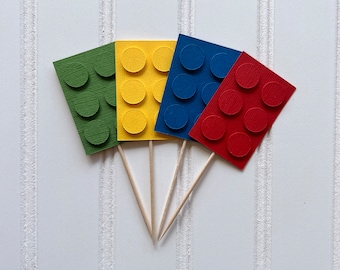Building Block Cupcake Topper | Building Block Birthday | Party Decor