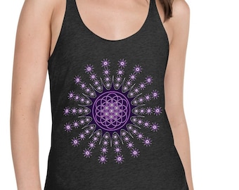 Sacred geometry Flower of Life Women's Racerback Tank Top for Yoga, Festival, Active or Casual