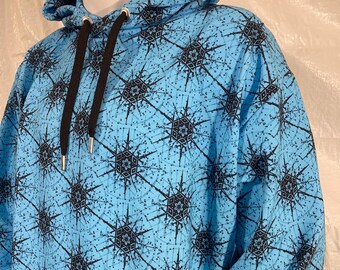 Snowflake Hoodie with Geometric black line art