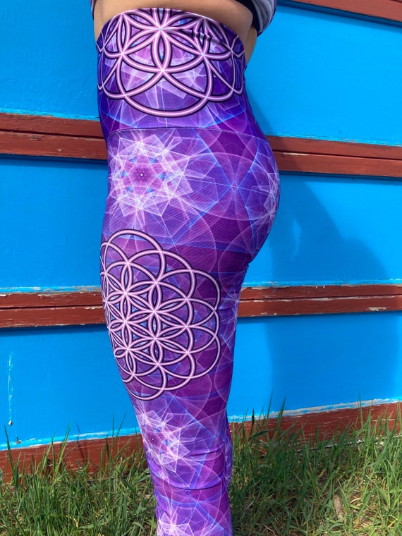 Purple Flower Mandala Yoga Leggings