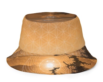 Reversible Bucket Hat: Sacred Geometry, Fractal Flower Of Life Art