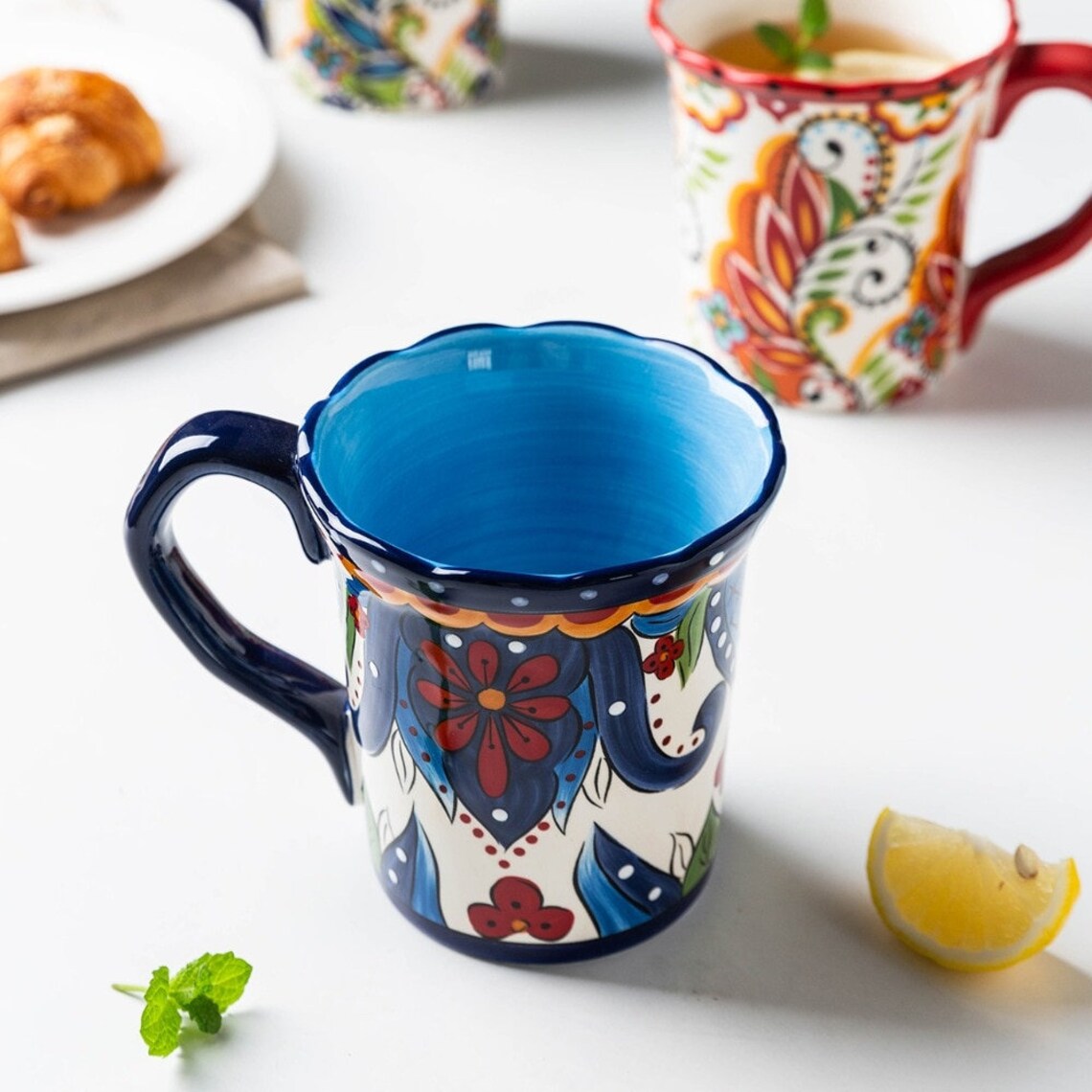 500ml Large Bohemian Mug Ceramic Mark Cup Breakfast Coffee Etsy