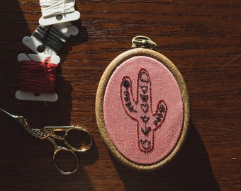 Tiny Cactus Embroidery | Hand Embroidery | Southwest Embroidery | Hand-stitched Cactus