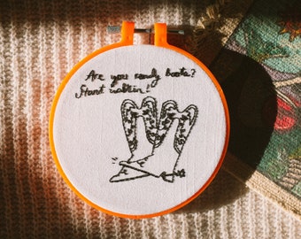 Cowboy Boots Embroidery | Finished Embroidery Hoop | Southwest Style Embroidery