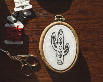 Tiny Cactus Embroidery | Hand Embroidery | Southwest Embroidery | Hand-stitched Cactus