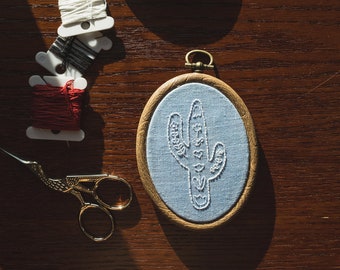 Tiny Cactus Embroidery | Hand Embroidery | Southwest Embroidery | Hand-stitched Cactus