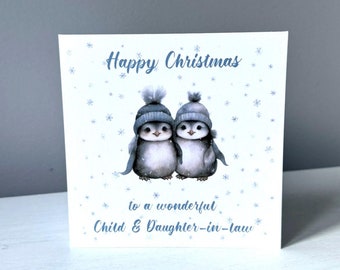 Penguins Child & Daughter-in-law Christmas Card - Non-Binary LGBTQ+ Cards