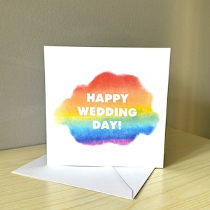 Rainbow Cloud Happy Wedding Day-kaart - LGBTQ+ van hetzelfde geslacht